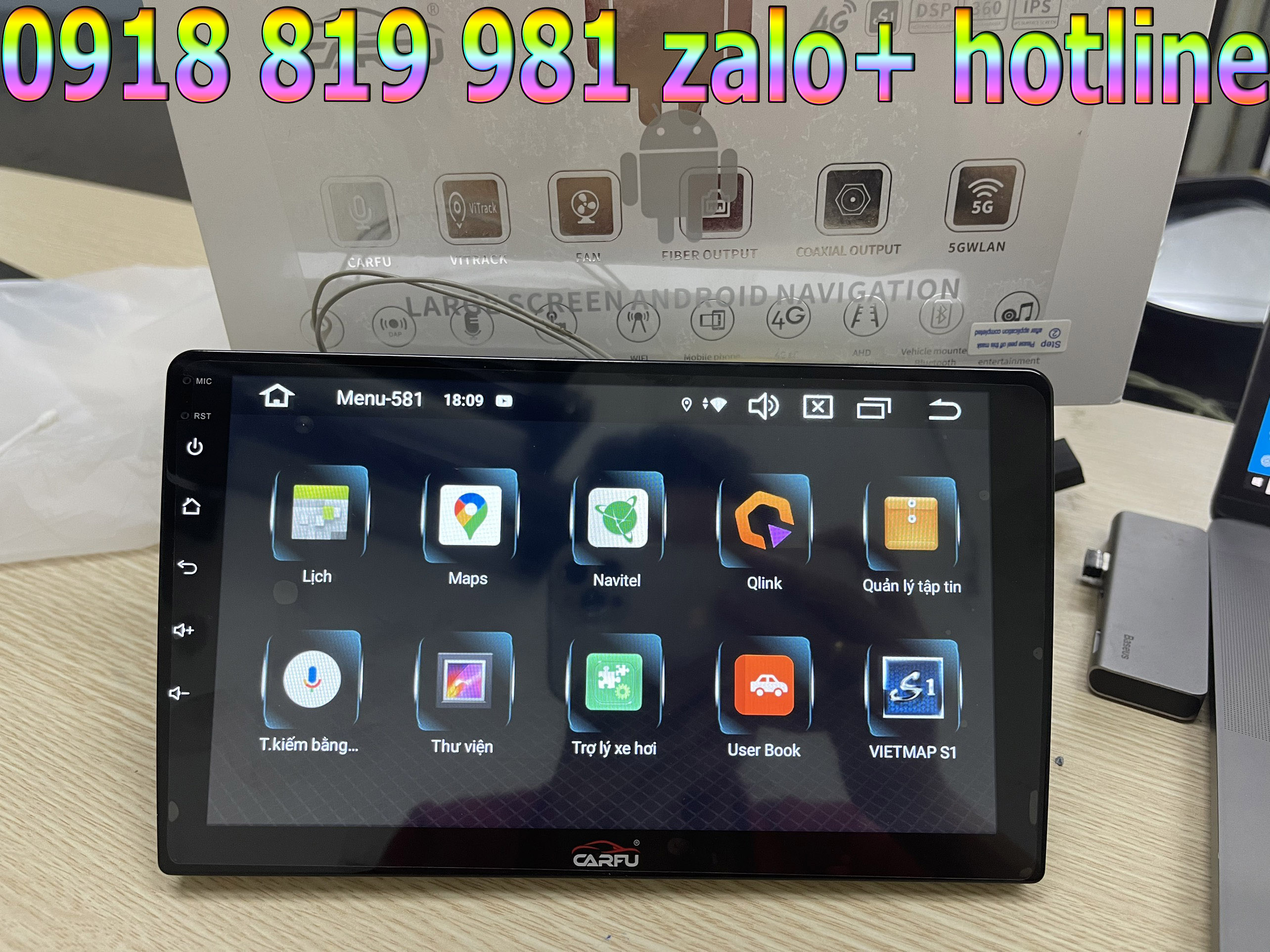 Màn Hình Android Carfu 9 inch Ram 4GB, chip 8 nhân 1.8,Android 10.0, âm thanh DSP. Tặng bản đồ dẫn đường Vietmap