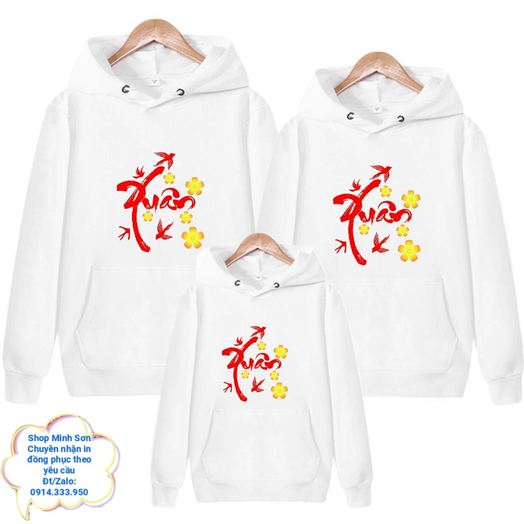 🎼🇻🇳🎼ÁO NỈ HOODIE CHỮ XUÂN ĐÓN TẾT , NỈ MŨ GIA ĐÌNH, ÁO ĐÔI  LOẠI 1 ĐỦ MÀU ĐỦ SIZE | BigBuy360 - bigbuy360.vn