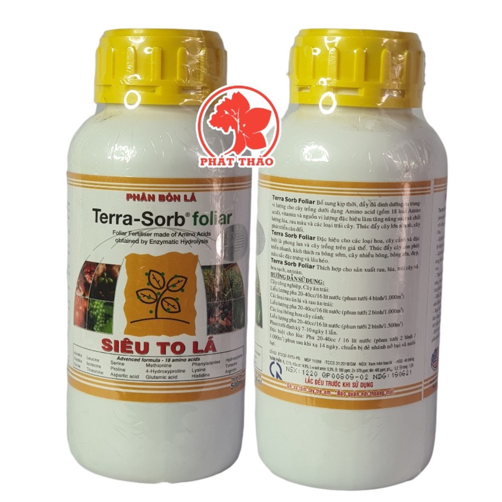 Phân Bón Lá Terra Sorb Foliar Siêu To Lá 500ml, dầy lá, dùng cho cây hoa lan kiếm, hoa kiểng