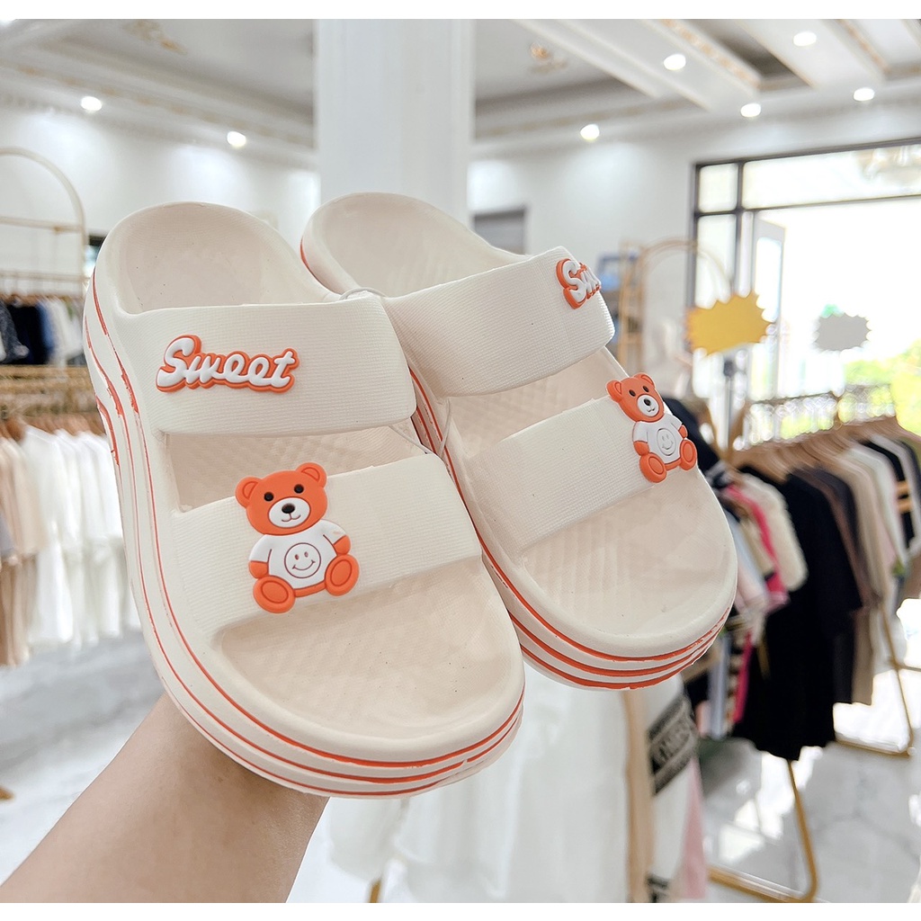 Dép bánh mì nữ, dép 2 quai đế vân sóng đế độn siêu nhẹ chất liệu EVA size kép 36-41