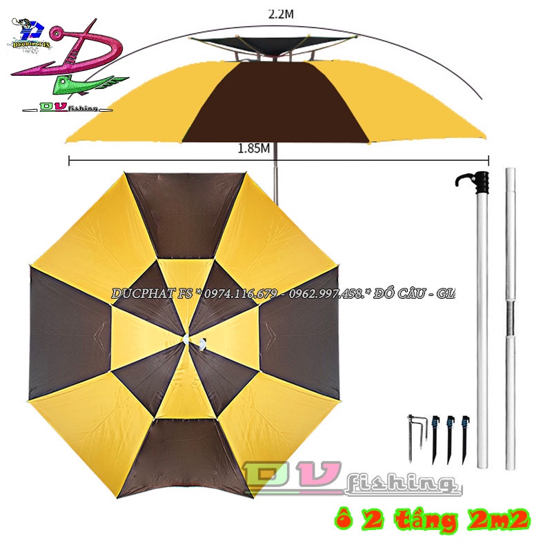 Ô câu cá - che nắng, mưa, dã ngoại 2 tầng cao cấp - 2m 2m2 2m4