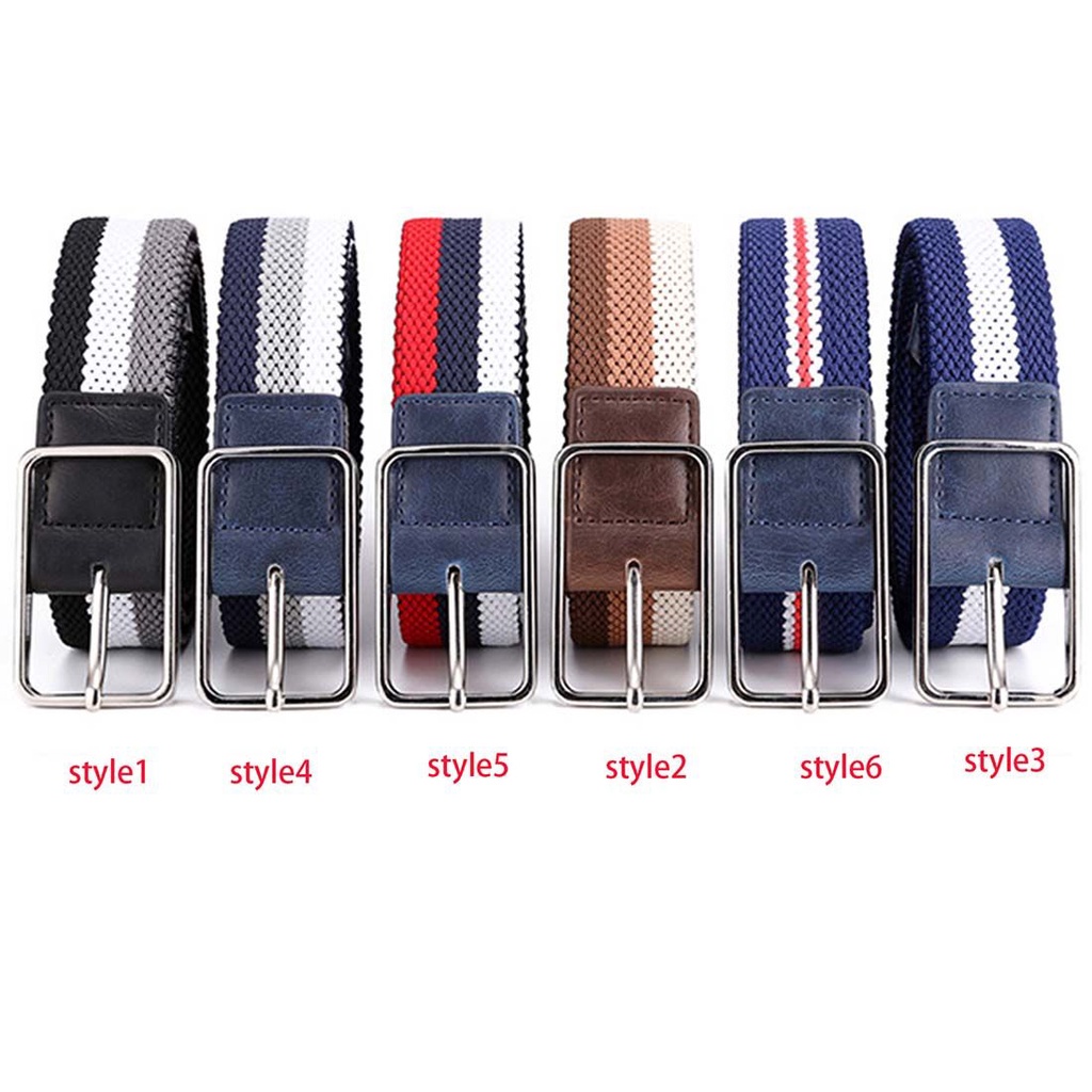 🍒QINJUE🍒 Apparel Accessories Fashion Elastic Belts Mixed Color Casual Knitted Pin Buckle Woven Stretch Canvas Elastic Expandable Braided Unisex Braided Belts