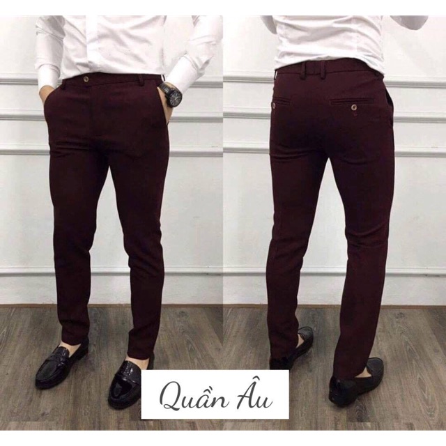 Quần tây âu cao cấp màu đỏ đô