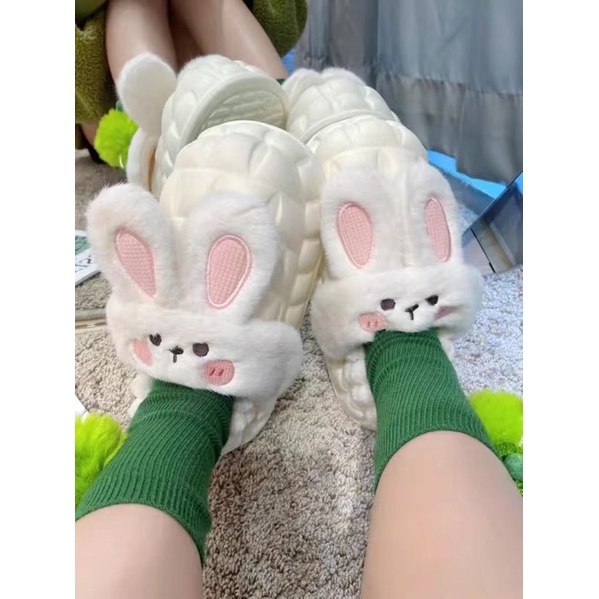 Dép bông tai thỏ đáng yêu mẫu mới đế cao 4cm 🐰