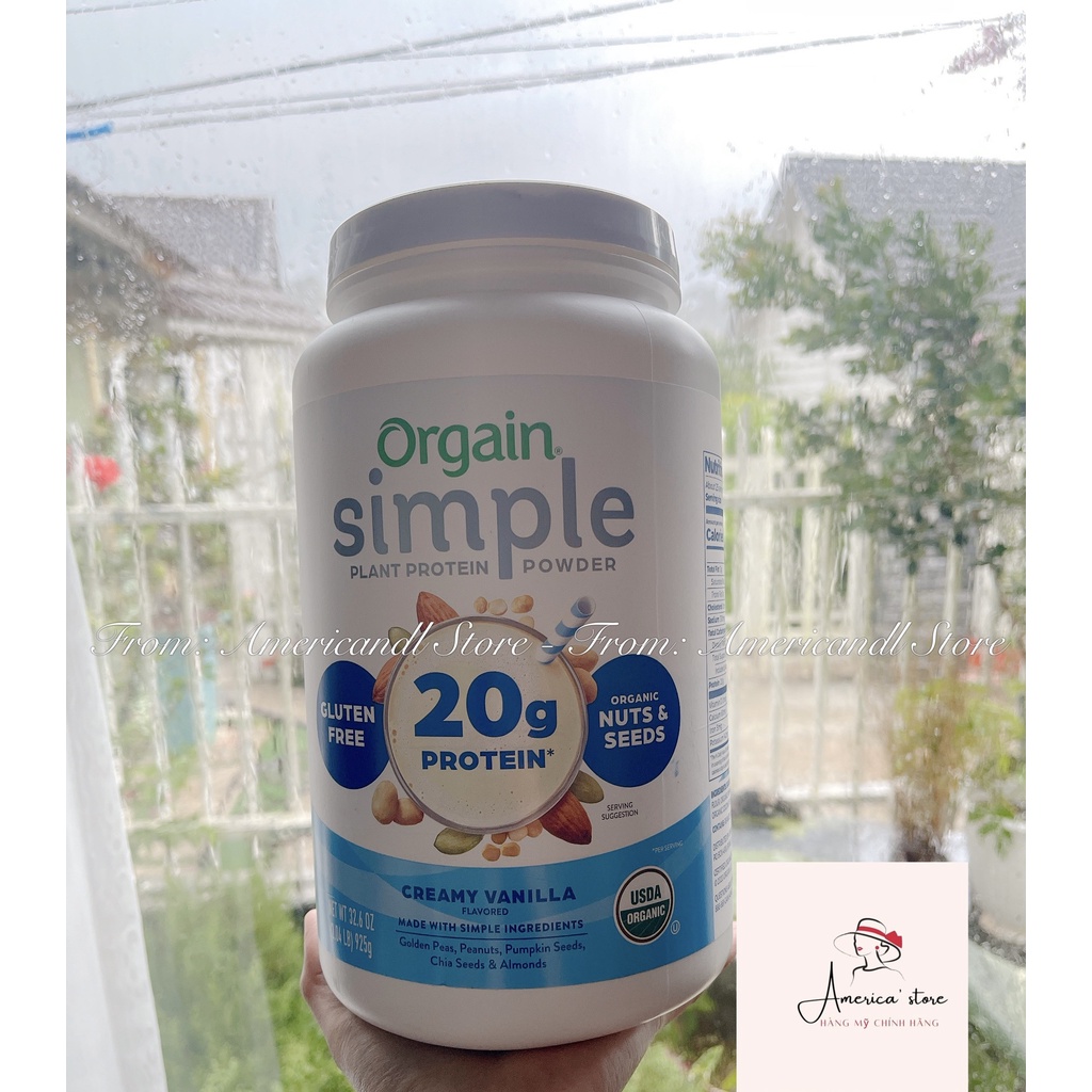 Bột protein hữu cơ Orgain Simple Organic Plant Protein Powder 925g