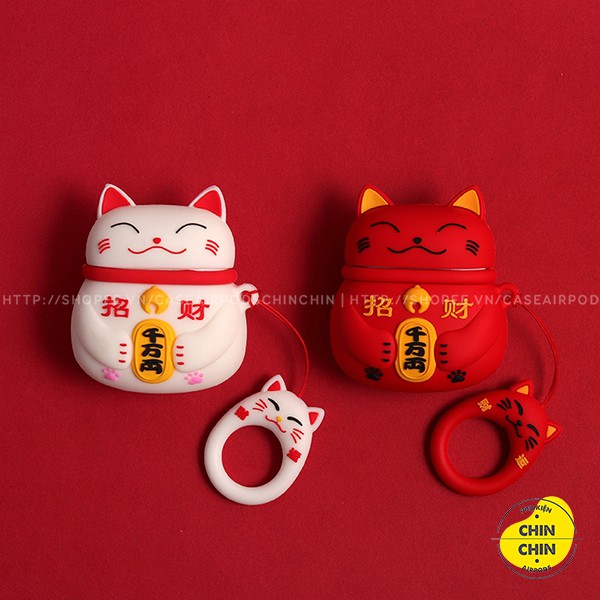 Case Vỏ Bao Airpods Đựng Tai Nghe Airpod 1 2 Pro Mèo Thần Tài Dễ Thương Chất Liệu Silicon Dẻo - Chin Chin Shop