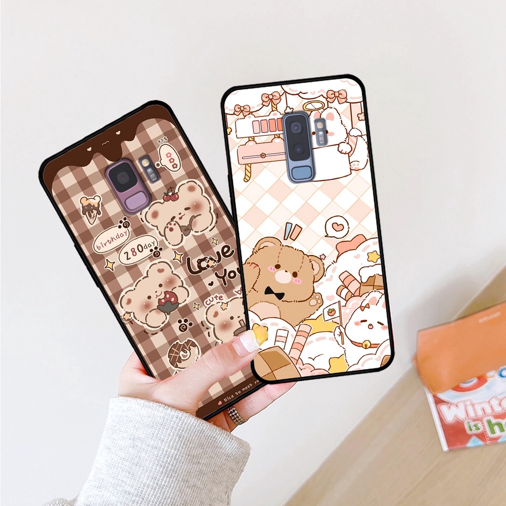 Ốp lưng Samsung S9 - S9 Plus - S9+ in hình caro gấu thỏ dễ thương
