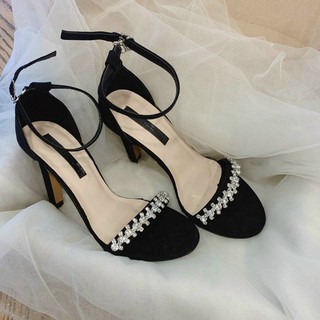 Sandal quai đá hình xương cá bít gót, gót nhọn d0022e