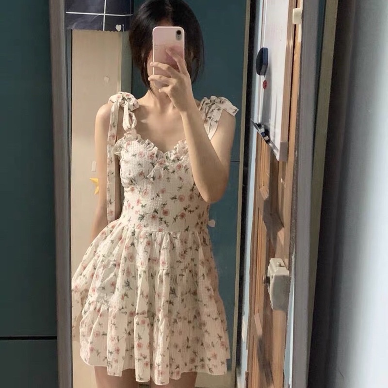 (Hàng Có Sẵn) Sét Váy Hai Dây Hoa Nhí Kèm Áo Khoác Cardigan Siêu Đẹp (Ảnh thật ở cuối) | BigBuy360 - bigbuy360.vn