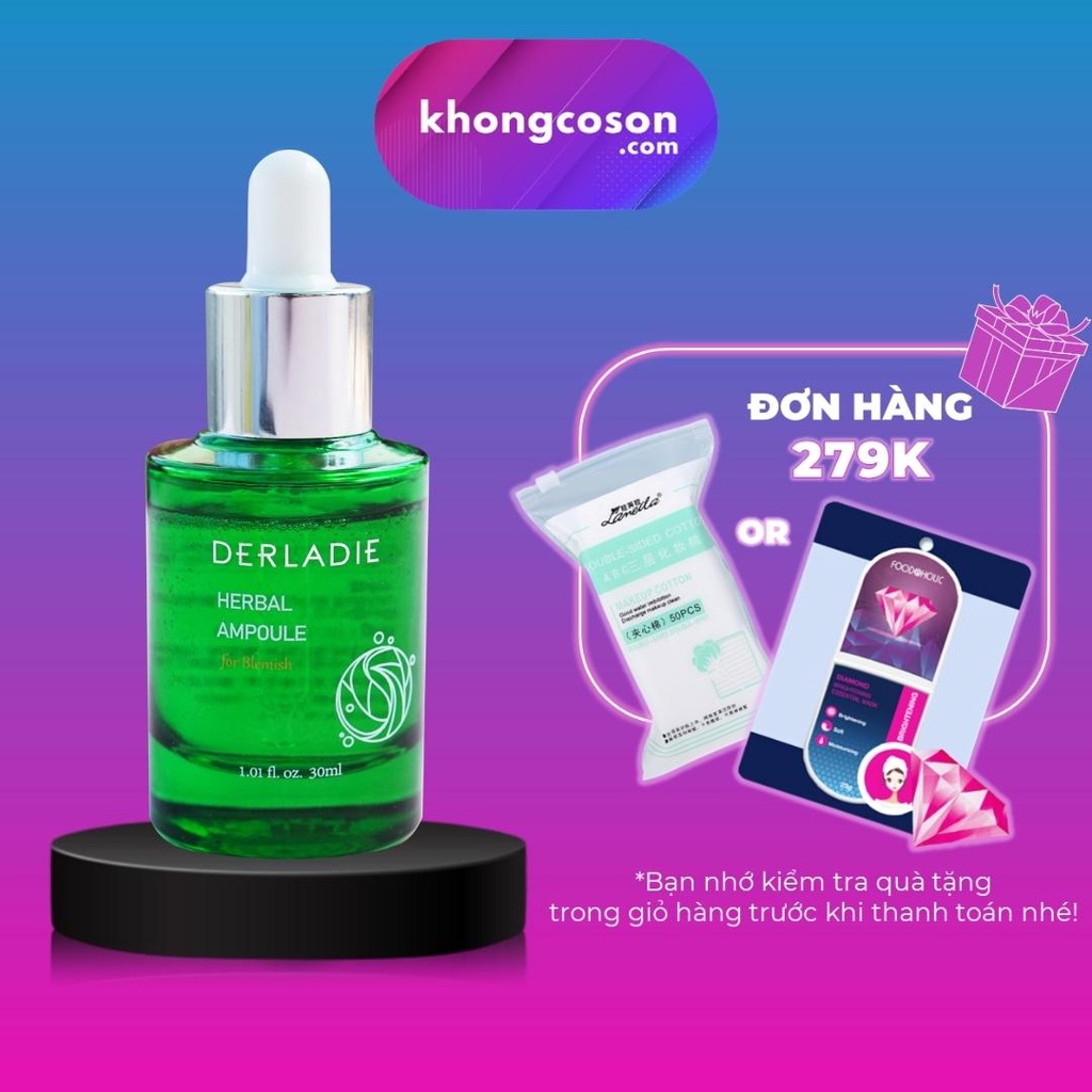 Serum Tràm Trà Derladie Tinh Chất Thảo Dược Giảm Mụn Herbal Ampoule For Blemish 30ml - Khongcoson