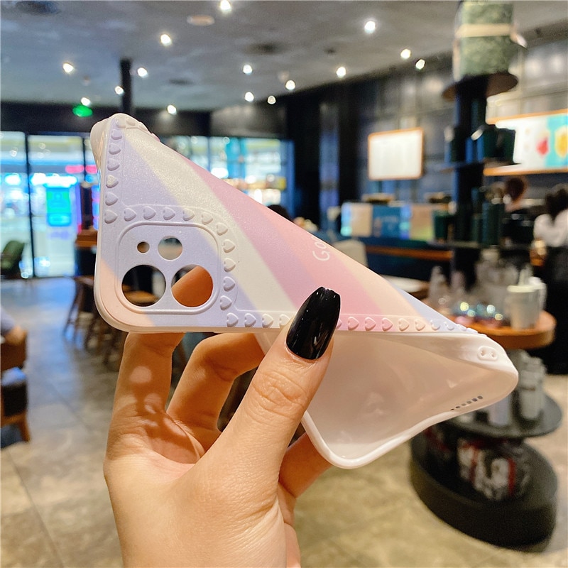Ốp Điện Thoại In Chữ Và Viền Trái Tim Màu Cầu Vồng Xinh Xắn Cho Iphone 12 11 Pro Max 6 7 8 Plus X Xr Max Xs Se | BigBuy360 - bigbuy360.vn
