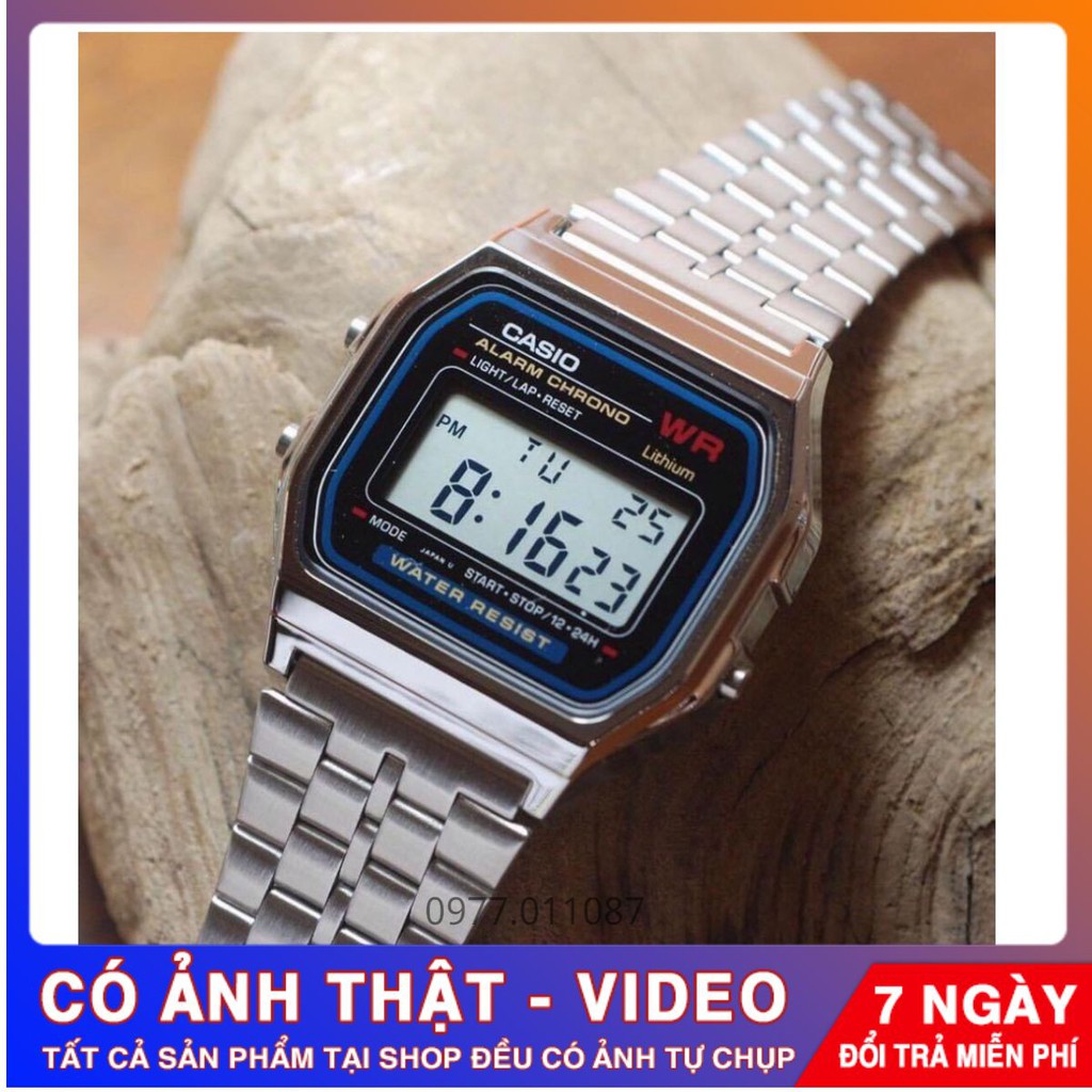 Đồng hồ nam casio A159-A158, dong ho Full box điện tử chống nước siêu cá tính và trẻ trung năng