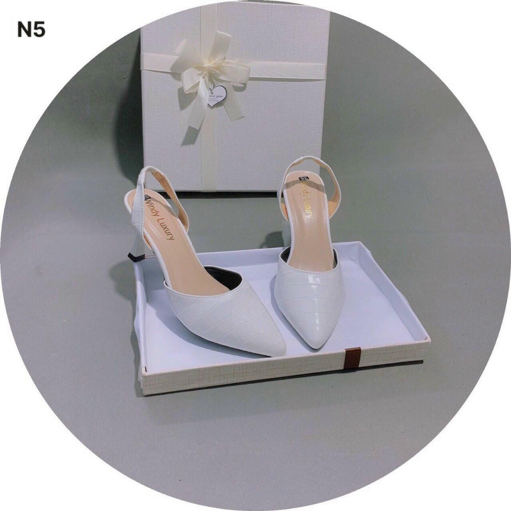 Giày cao gót nữ công sở 7p bít mũi nhọn quai hậu sandal búp bê đi học đẹp rẻ thời trang