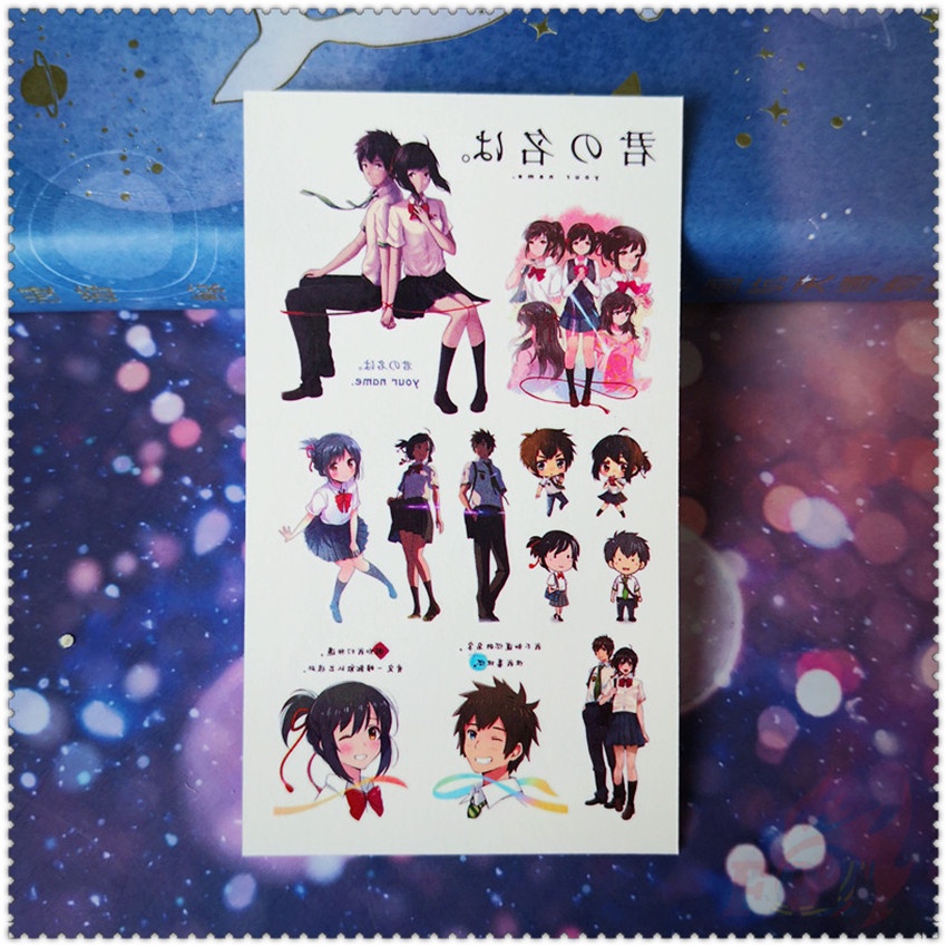 Tờ hình xăm dán tạm thời mini hình anime Your Name chống nước quyến rũ