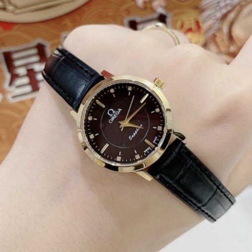 Đồng hồ nữ Omega, dây da mềm, hai màu nâu và đen, hàng full box, thẻ bảo hành 12 tháng - Dongho.omega  (Đồng hồ thời tra