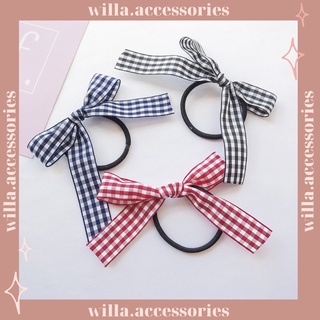 Cột tóc nơ vải họa tiết caro-Willa.accessories