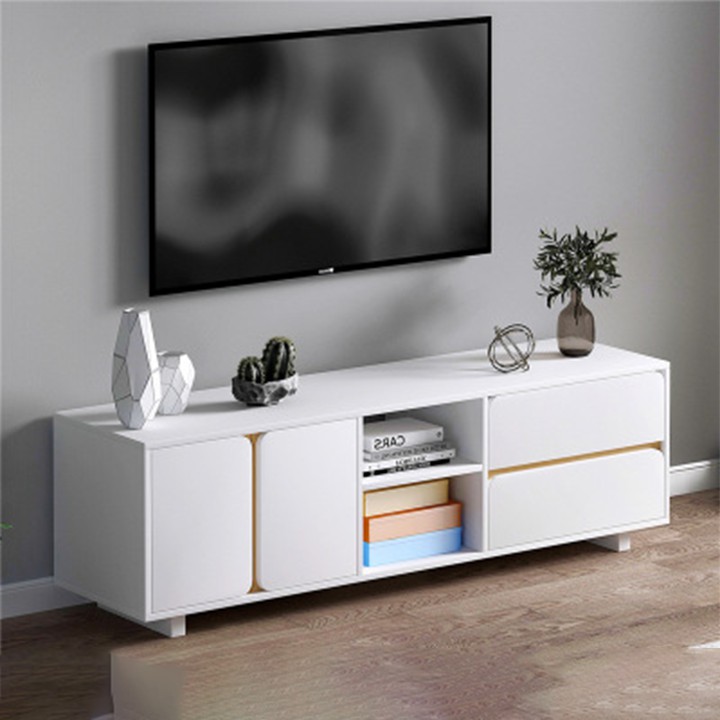 Kệ tivi gỗ hiện đại đơn giản 1m4 trang trí phòng khách đẹp - Tủ kệ TV phòng ngủ màu trắng, nâu và kem