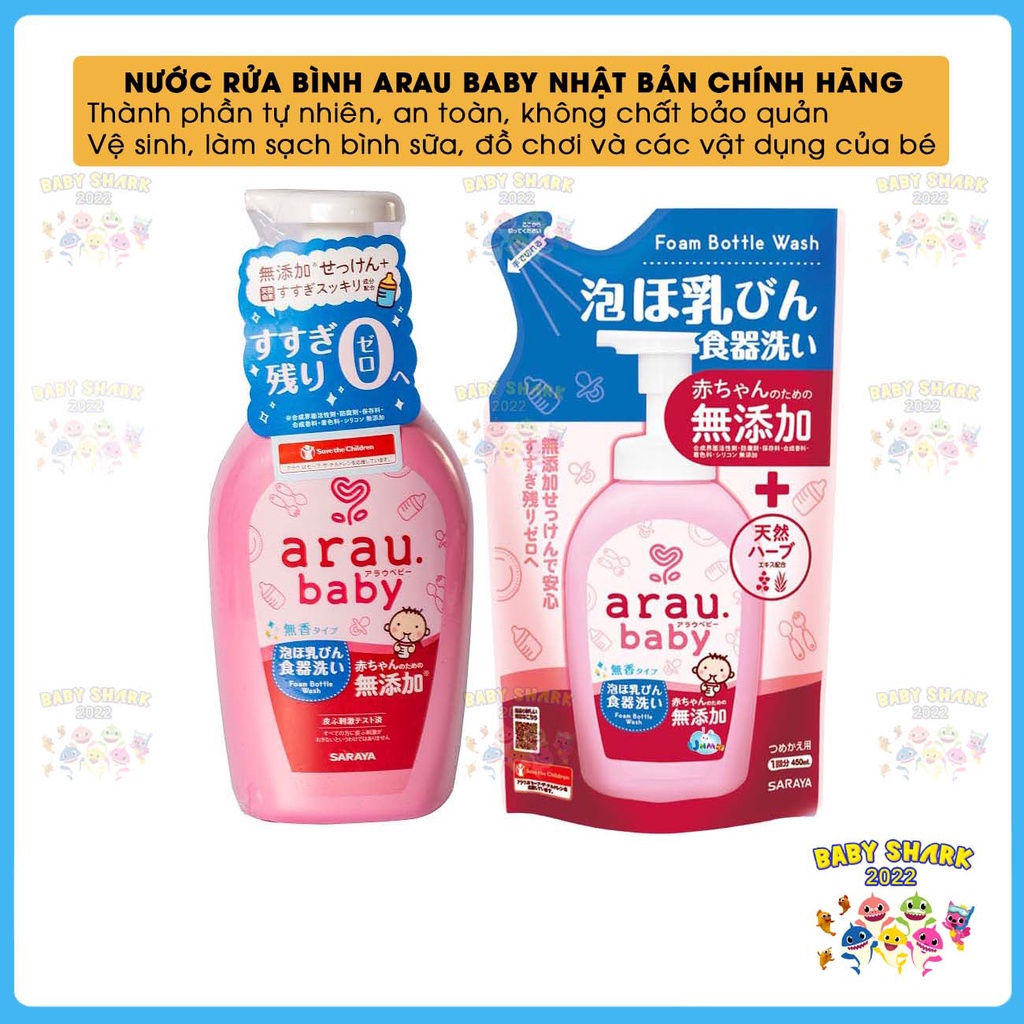 Nước rửa bình sữa Arau Baby Nhật Bản chính hãng