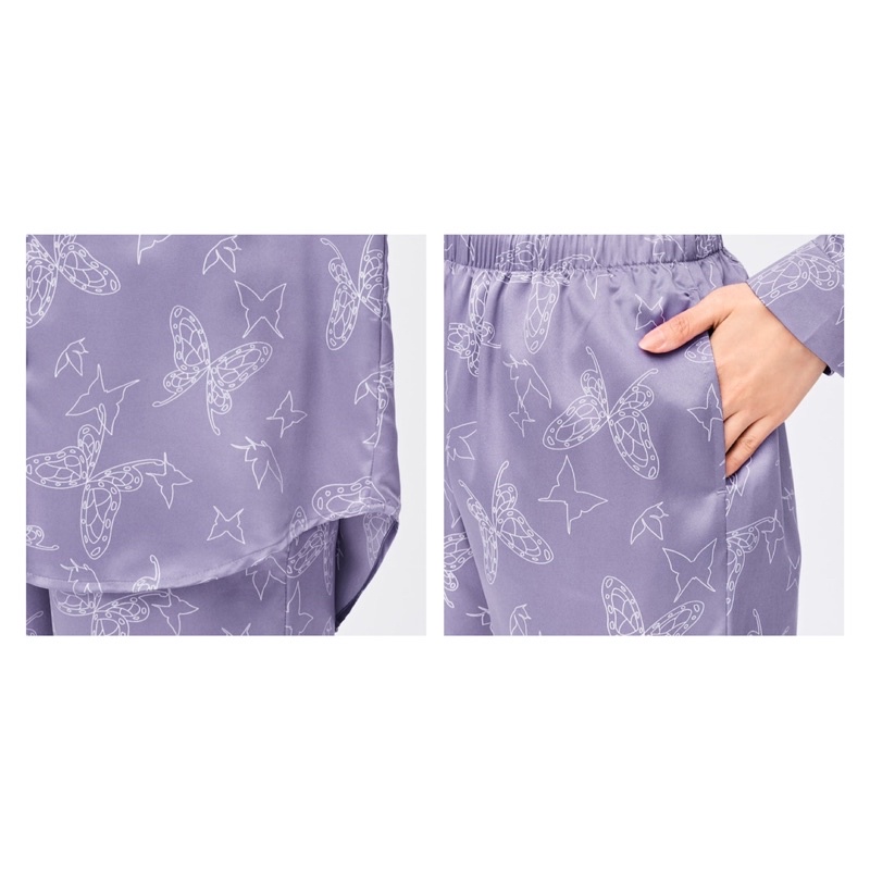 Bộ quần áo dài pyjama nữ Demo Slayer họa tiết dễ thương của GU - Nhật Bản