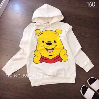 Áo hoodie nỉ gấu pooh siêu cute [Ảnh thật kèm clip], [Giá sỉ]