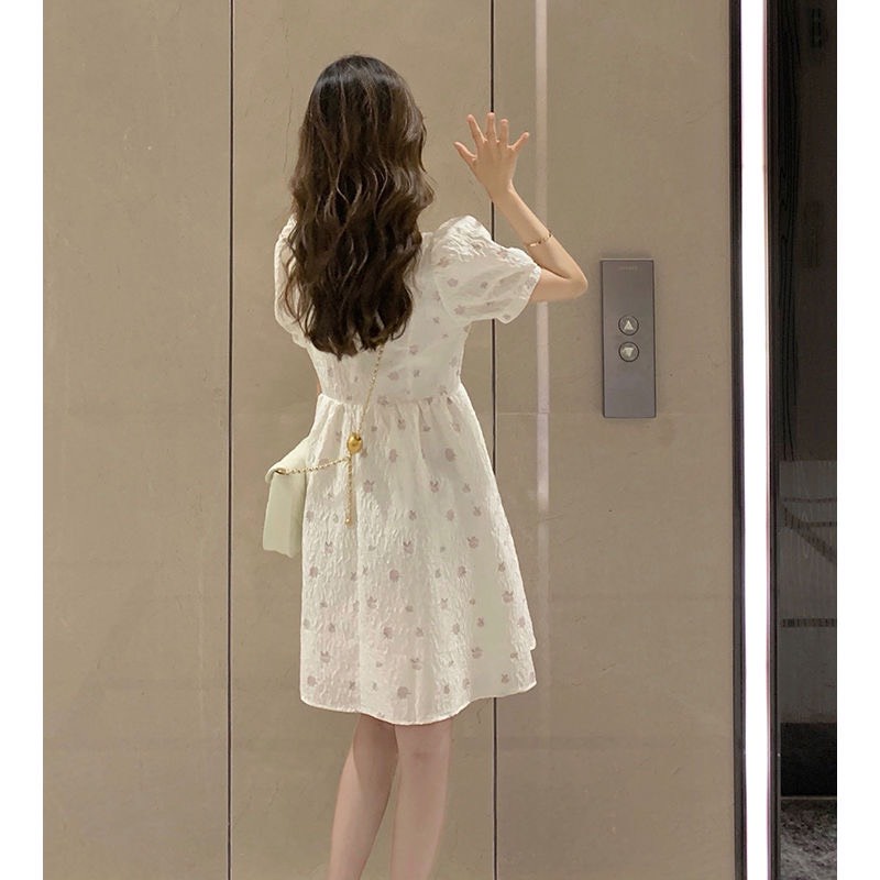 Đầm Váy Babydoll In Hoa Tím Dáng Xuông Tay Bồng Đáng Yêu Style Công Chúa | Smide Clothing