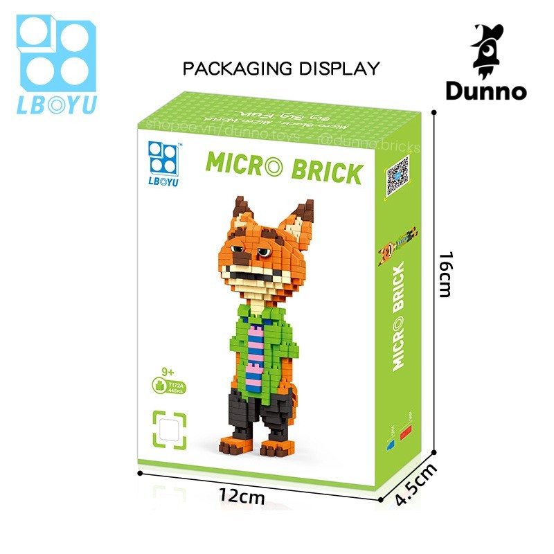 Mô hình Lắp Ráp Zootopia - Đồ chơi Nhân vật Hoạt hình Nanoblock Dunno