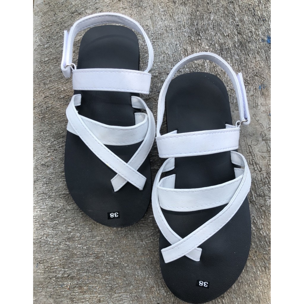 Sandal chíp chíp dép xăng đan nam và nữ đế đen quai trắng size từ 36 đến 42 nam