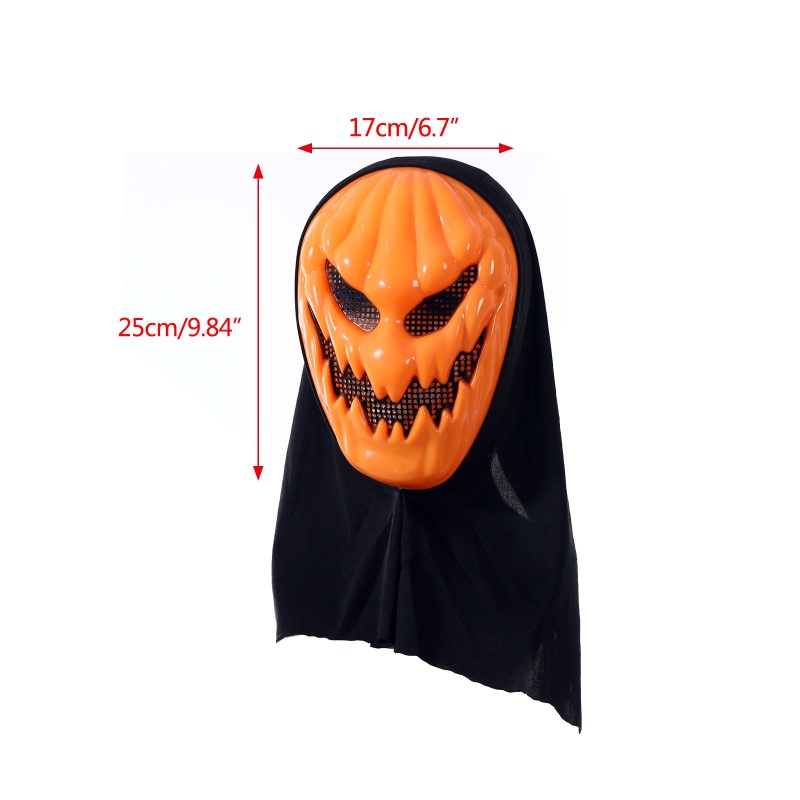 Youyo Mặt Nạ Hóa Trang Halloween Hình Bí Ngô Ác Quỷ Màu Cam Kèm Khăn Turban Cho Tiệc Kinh Dị