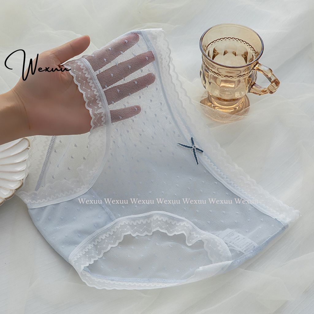 Quần lót nữ ren gấm cao cấp Wexuu Design ren lưới xuyên thấu co dãn kháng khuẩn - QC133