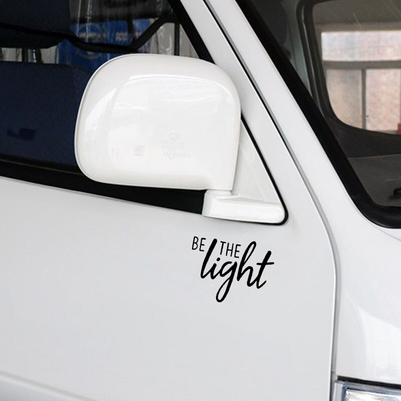 Decal dán trang trí xe mô tô/xe hơi hoạ tiết chữ tiếng anh Be The Light bằng chất liệu vinyl kích thước 12.5CM*10CM