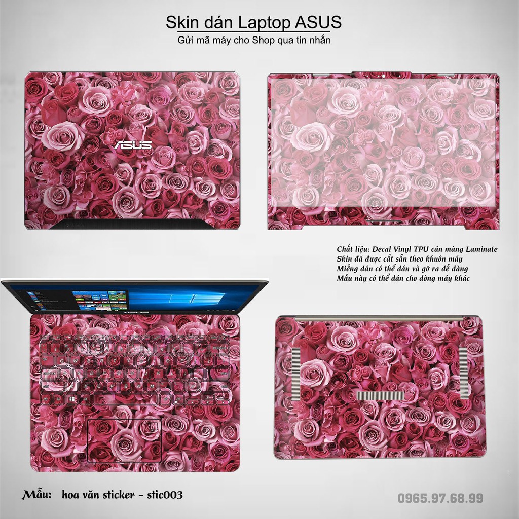 Skin dán Laptop Asus in hình Hoa văn sticker (inbox mã máy cho Shop)