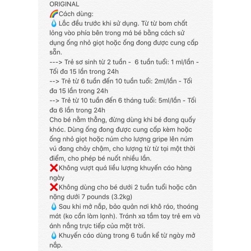 Siro Gripe Water Mommy's Bliss hỗ trợ tiêu ga, giảm đầy hơi, giảm đau bụng ở trẻ sơ sinh.