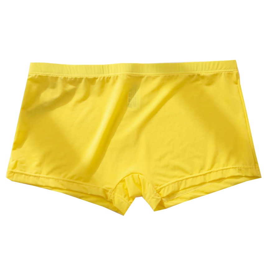 Quần Lót Boxer Vải Lụa Lạnh Mềm Thoáng Khí Co Giãn Tốt Màu Trơn Cá Tính Cho Nam