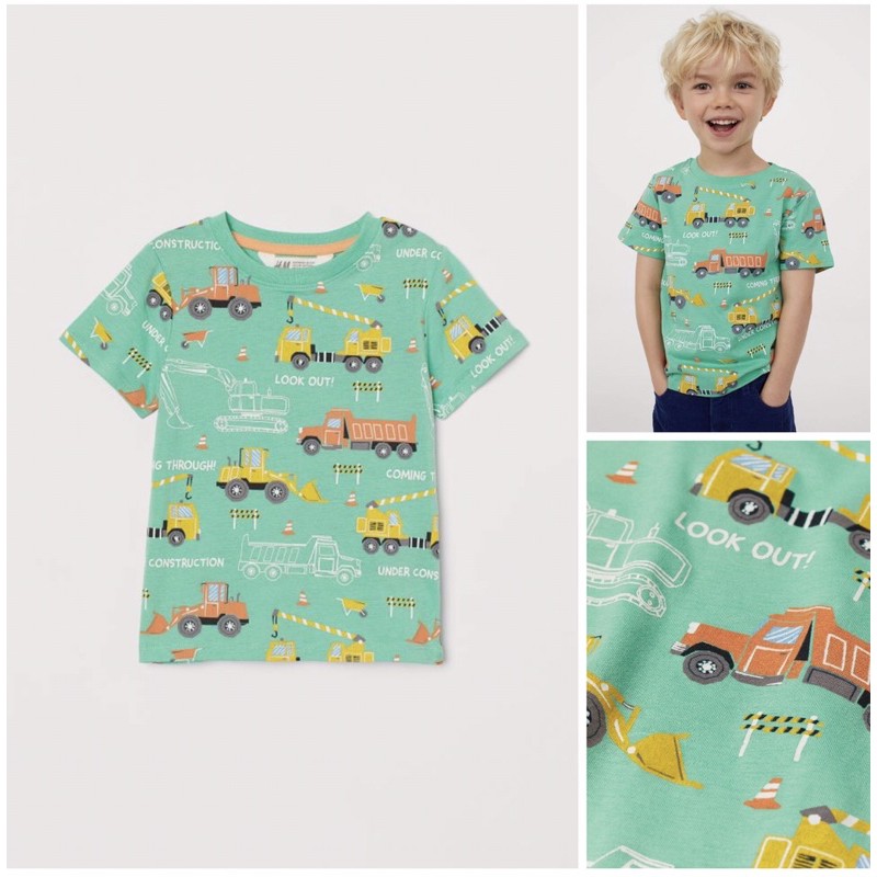 Áo phông bé trai có tay màu xanh oto săn sale Uk sz 6-8y, 8-10y