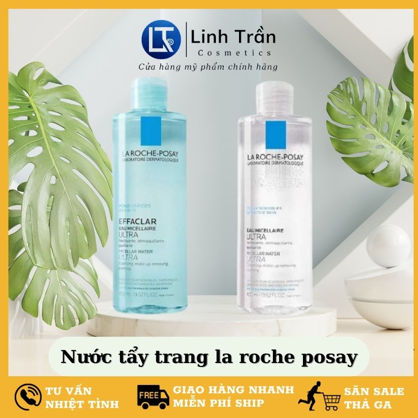 Nước tẩy trang la roche posay, tẩy trang cho da dầu mụn da nhạy cảm hỗn hợp làm sạch sâu dưỡng ẩm sáng mịn không cồn