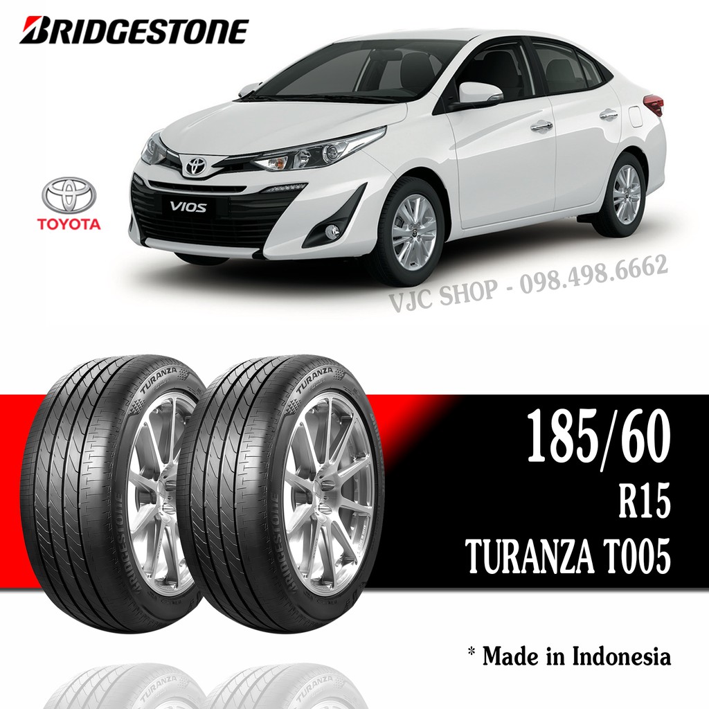 Cặp Lốp Xe Ô Tô Toyota Vios - Bridgestone 185/60R15 (Số lượng: 2 lốp) - Miễn phí lắp đặt + Cân bằng động