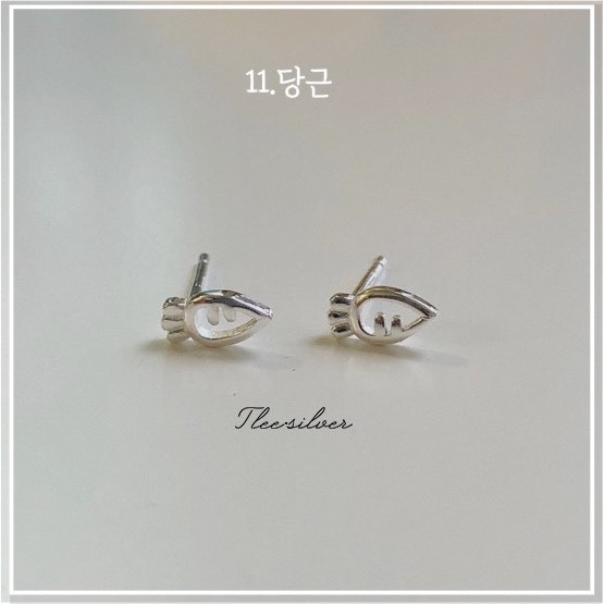 Khuyên tai bạc TLEE cà rốt, thỏ mini cute TleeJewelry B0282