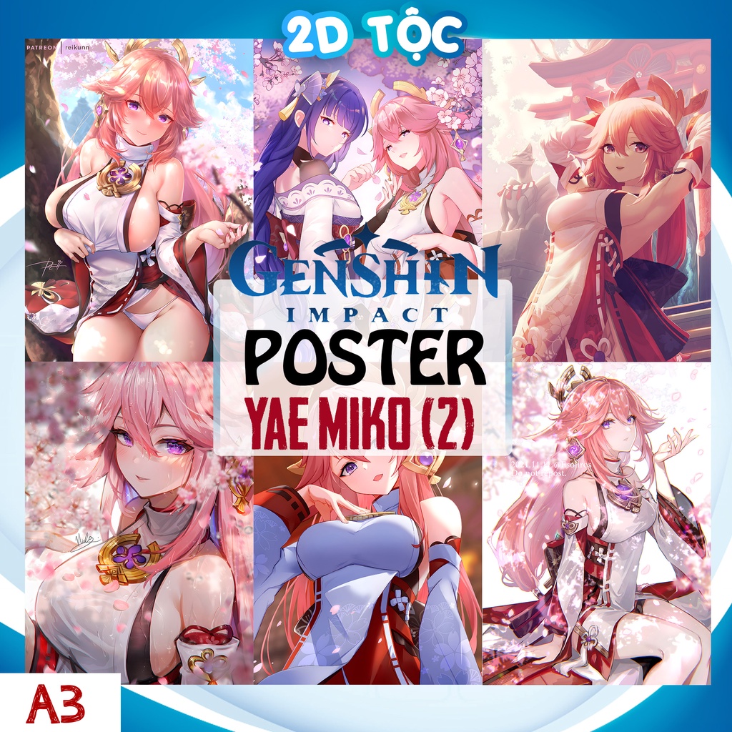 POSTER A3 YAE MIKO (2) GAME GENSHIN IMPACT - 2D TỘC SHOP