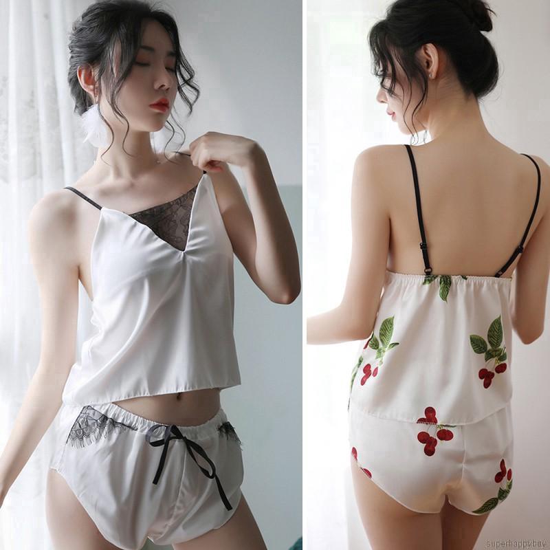 Bộ đồ ngủ hai dây in hình quả cherry