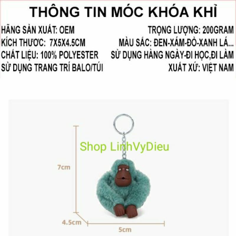 Móc khoá khỉ Kipling dùng để trang trí balo túi xách