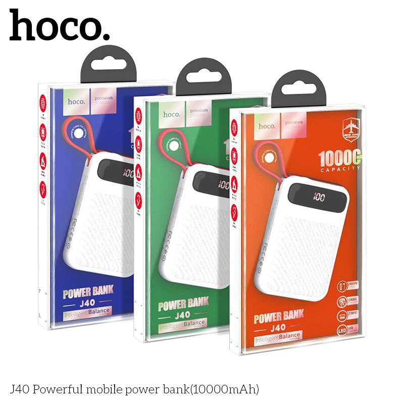 Pin sạc dự phòng Hoco J40 10000mAH kèm cáp sạc (Lightning/Micro/TypeC) - Chính hãng