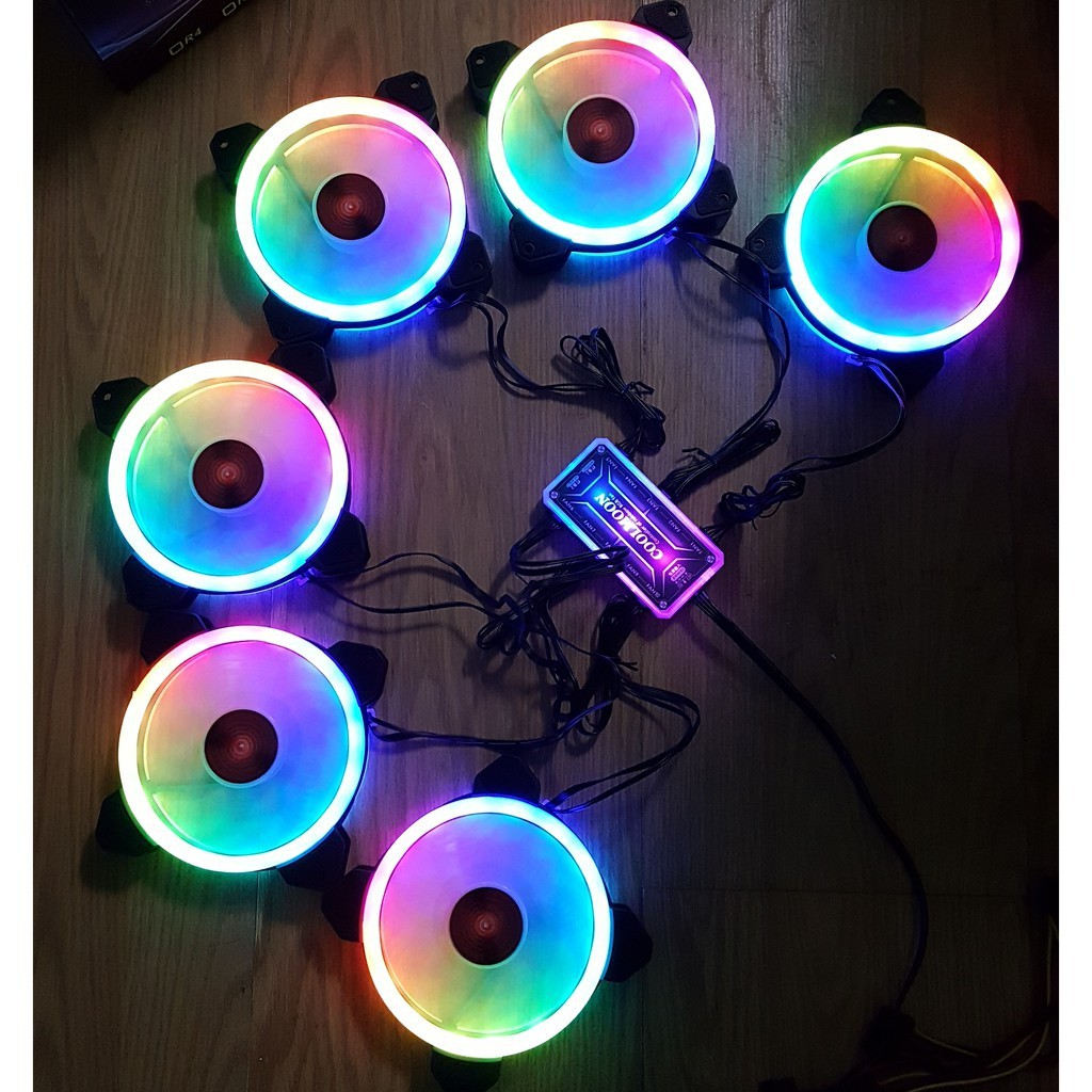 COMBO Bộ Fan Led RGB Coolmoon / Tặng Bộ Hub Kết Nối Nguồn Và Điều Khiển - Máy tính 2T