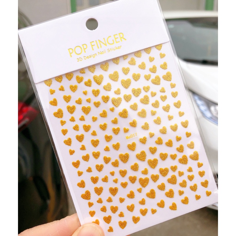 1 Tờ Miếng Dán Trang Trí Móng Tay 3D Lấp Lánh Hình Trái Tim