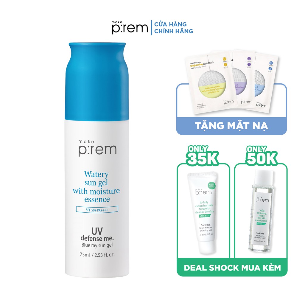 Kem chống nắng dạng gel Make P:rem UV defense me. Blue Ray Sun Gel 75ml