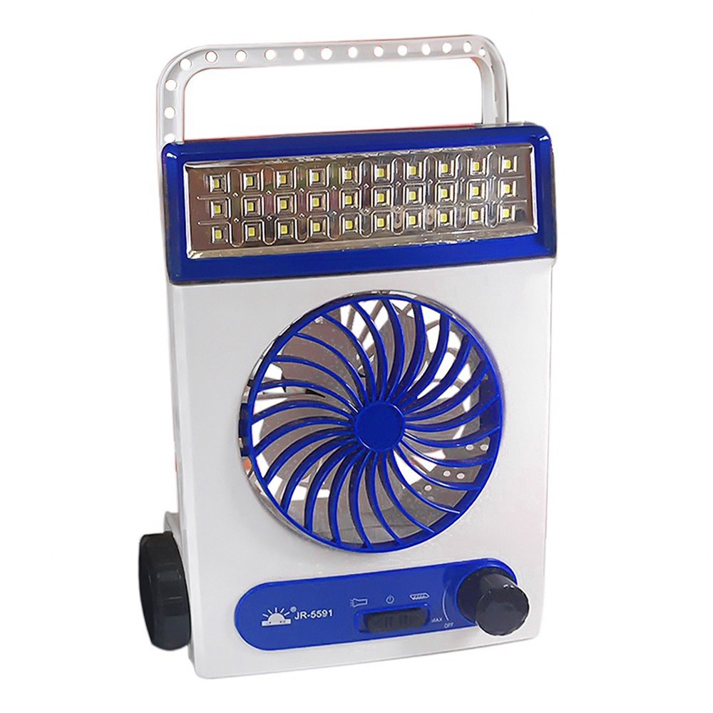 Quạt Tích Điện Năng Lượng Mặt Trời Đa Năng Có Đèn Led, Đèn Pin Siêu Sáng Solar Light Fan JR 5501