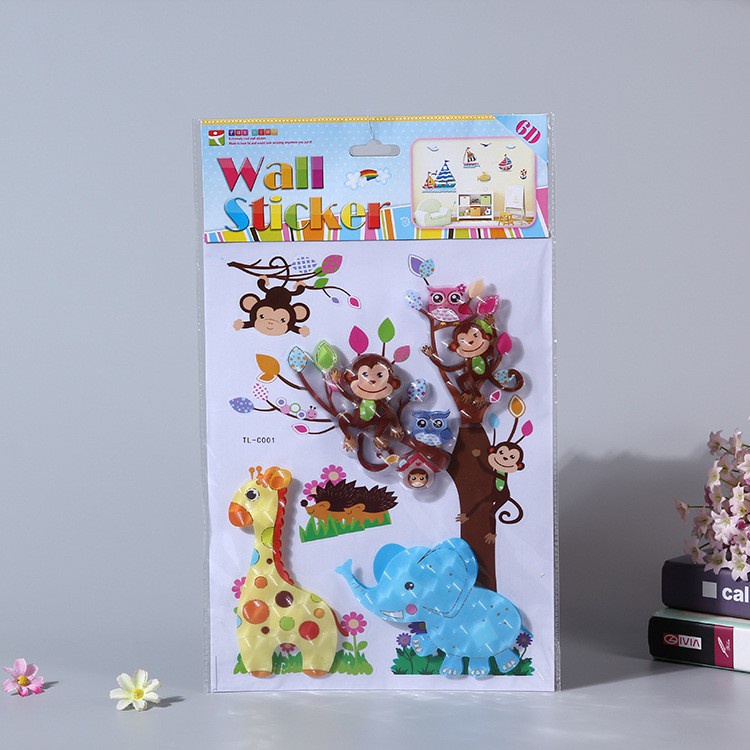 Tranh dán tường 3d cho bé hình dán con vật nổi 5D TUNG HOME DECOR 12 mẫu