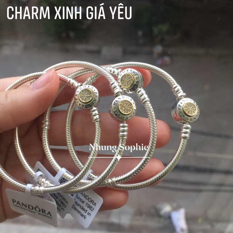 Vòng tay cơ bản chốt 2tone bằng bạc S925 nhungsophie size 16-21cm