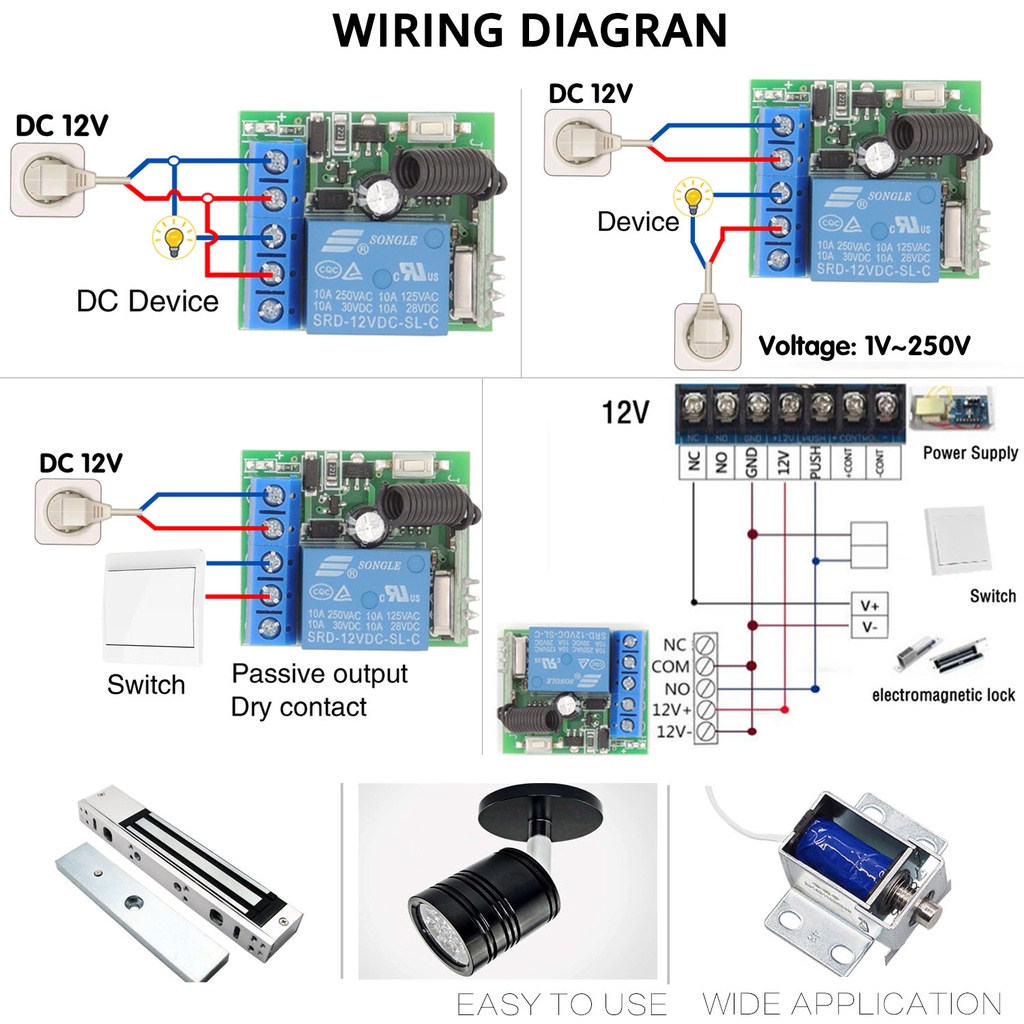 Công tắc điều khiển từ xa thông minh Diese 433MHz 12V 10A cho đèn