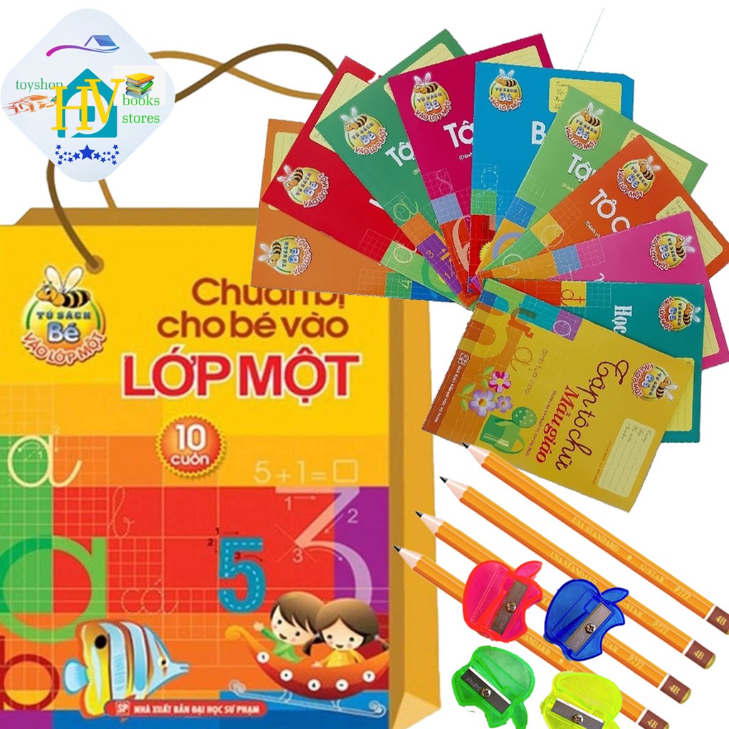 Sách - Chuẩn bị cho bé vào lớp một (Túi 10 Cuốn) Tặng 1 Cây Viết Chì , 1 Chuốt Chì
