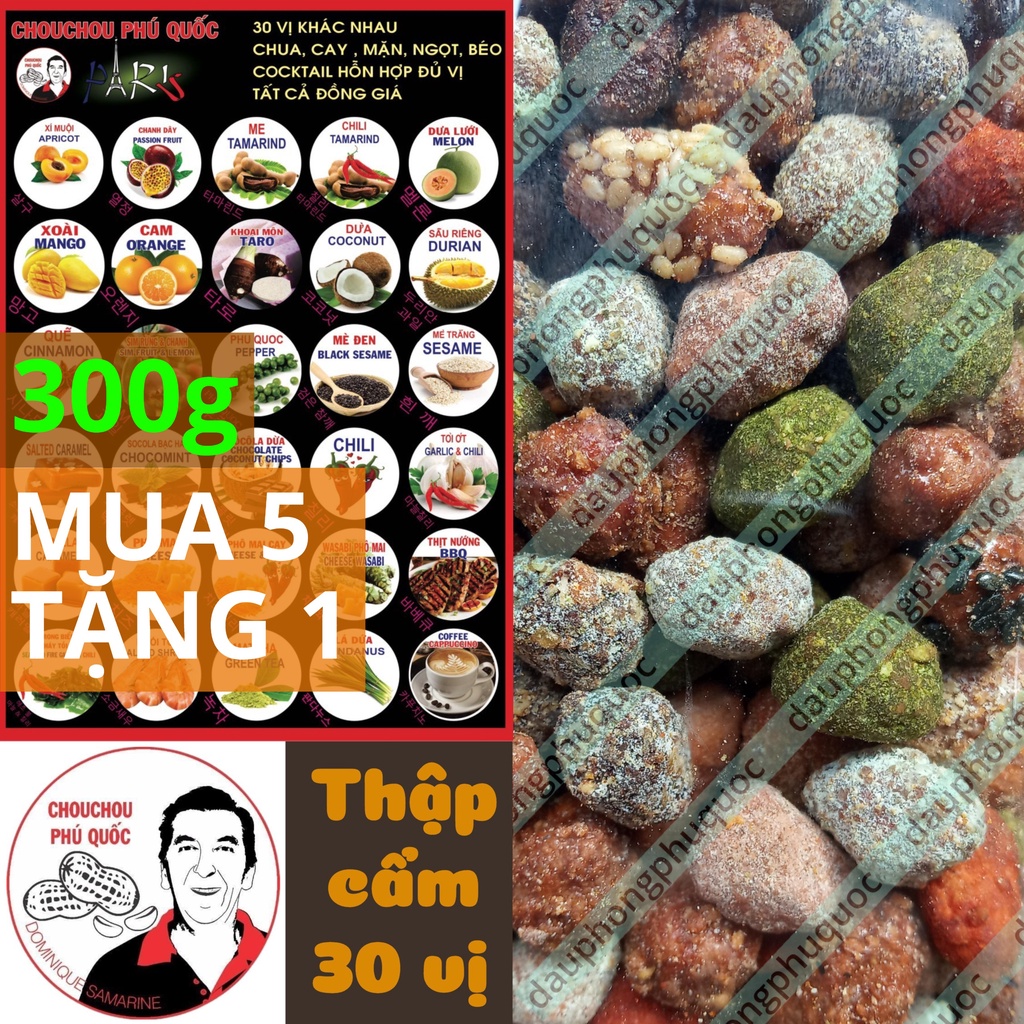 [Mã GROSALE1 giảm 8% đơn 500K] Đậu phộng thập cẩm 30 vị CHOUCHOU PHÚ QUỐC ÔNG TÂY - hũ 300g